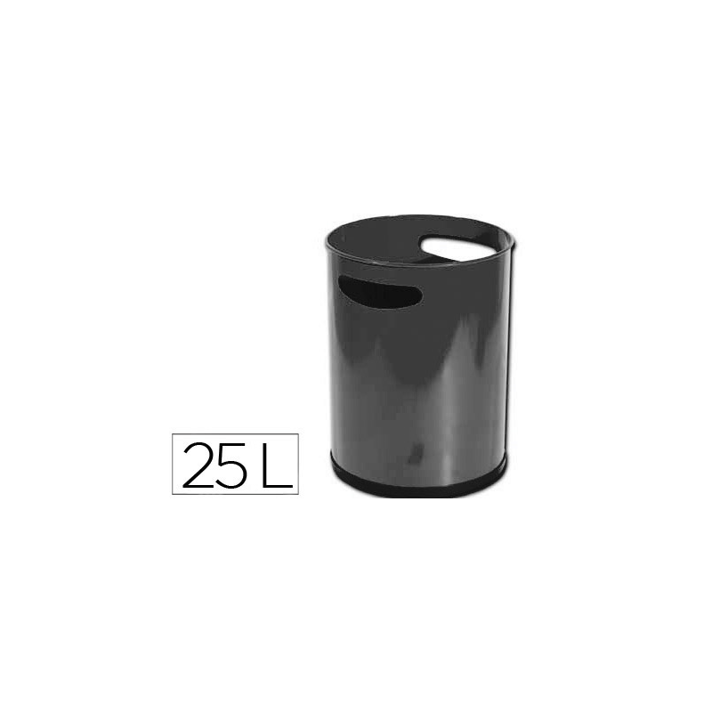 Papelera metalica con asas 111 negra 30x25 cm