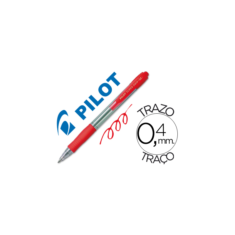 Boligrafo pilot super grip rojo retractil sujecion de caucho tinta base de aceite