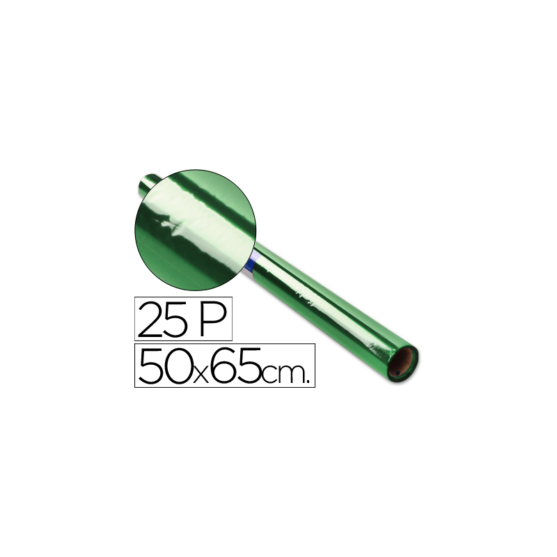 Papel celofan rollo trepado verde 25 hojas de 50x65 cm