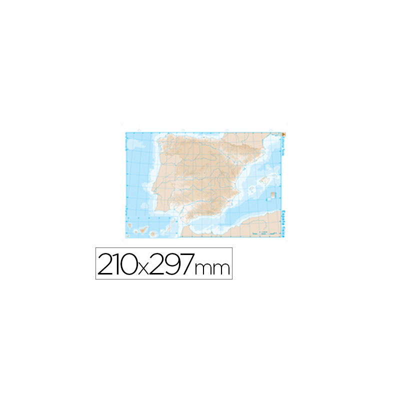 Mapa mudo b/n din a4 españa fisico
