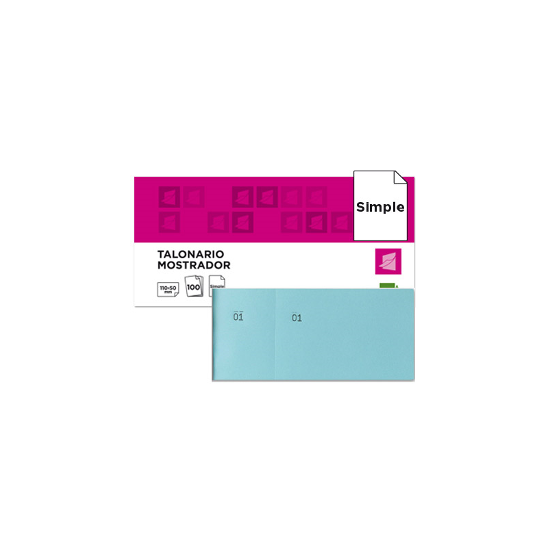 Talonario liderpapel mostrador 50x110 mm tl08 celeste con matriz