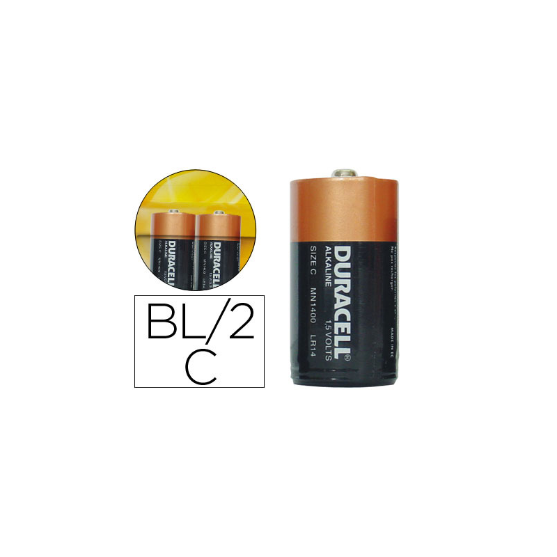 Pila duracell alcalina plus c blister de 2 unidades