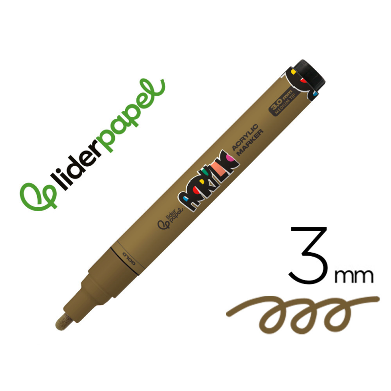 Rotulador liderpapel acrylic base agua todo tipo de superficie punta redonda 3 mm oro