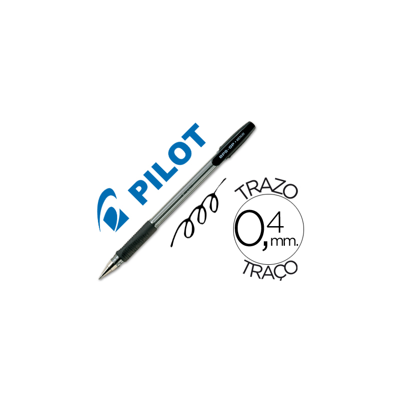 Boligrafo pilot bps-gp negro sujecion de caucho tinta base de aceite con capuchon