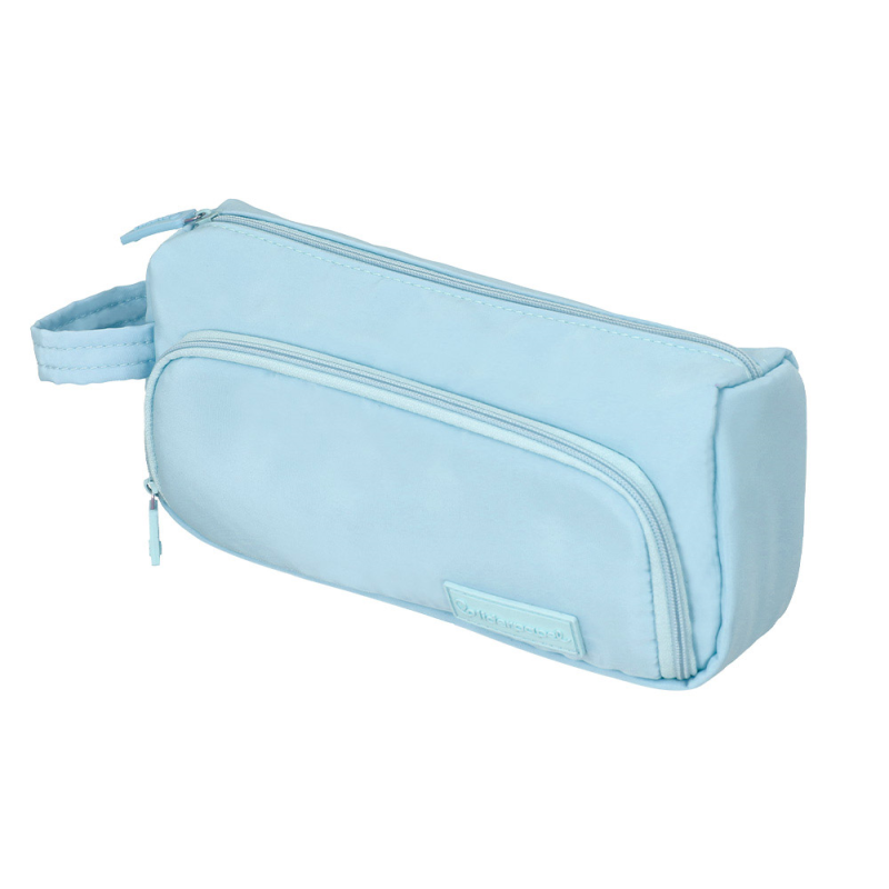 Estuche portatodo liderpapel minibag 2 cremalleras con bolsillo interior azul pastel 210x100x70 mm