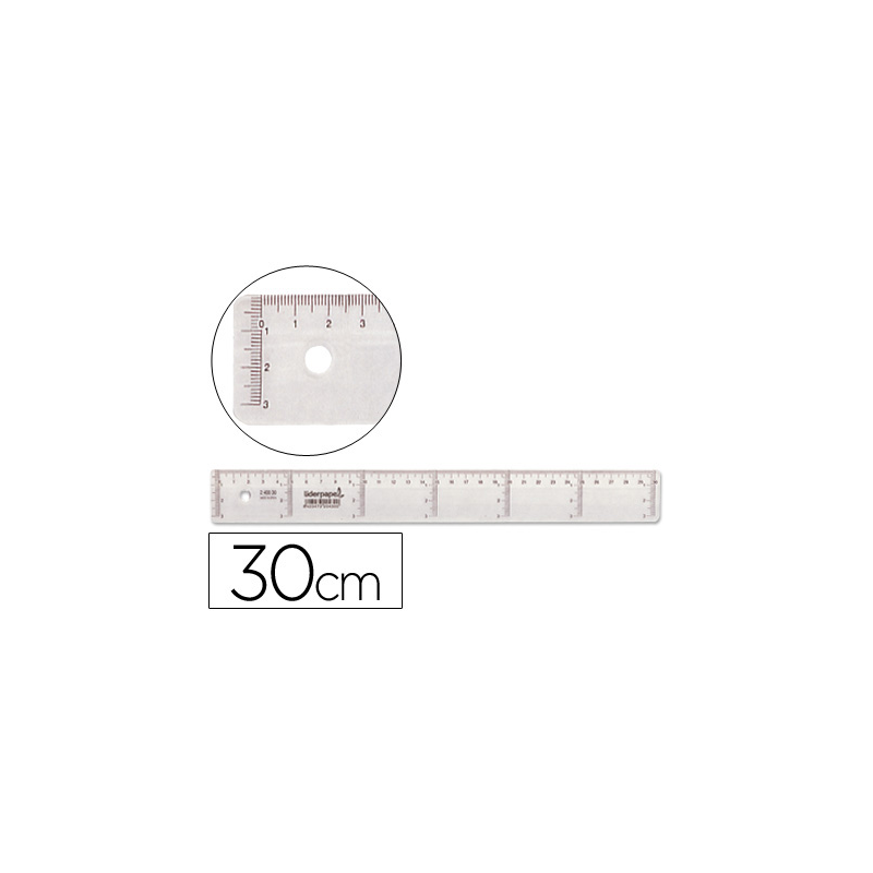 Regla liderpapel plastico cristal 30 cm