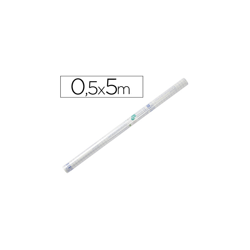 Rollo plastico adhesivo liderpapel 0.50x5 mt 50 mc forralibros removible