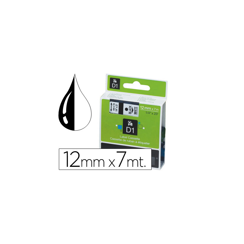 Cinta dymo 1000 negro-blanco 12mm x 7mt d1