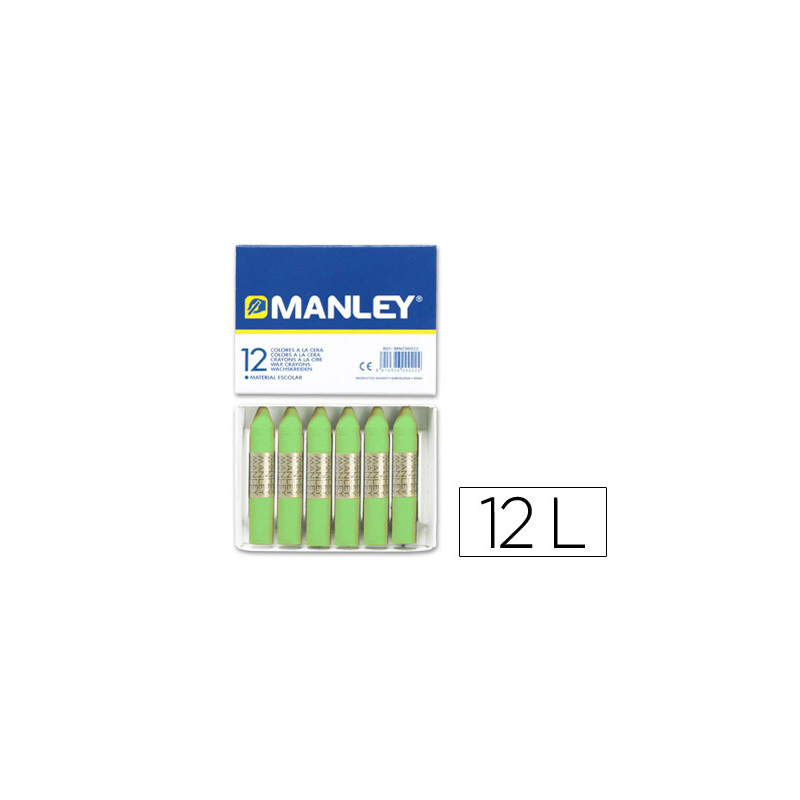 Lapices cera manley unicolor verde amarillento n.22 caja de 12 unidades