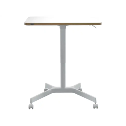 Mesa leitz ergo regulable en altura neumatica tablero 80x60 cm con 4 ruedas color blanco