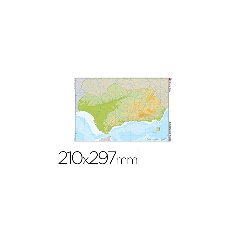 Mapa mudo color din a4 andalucia fisico