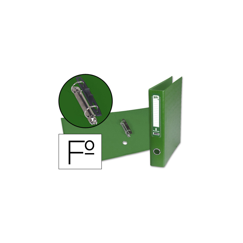 Carpeta de 2 anillas mixta 40 mm liderpapel folio carton forrado paper coat con ollao y tarjetero color verde