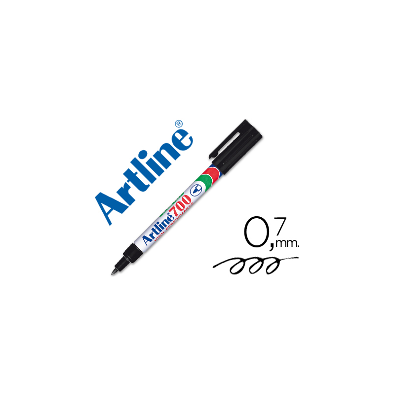 Rotulador artline marcador permanente ek-700 negro punta redonda 0.7 mm papel metal y cristal
