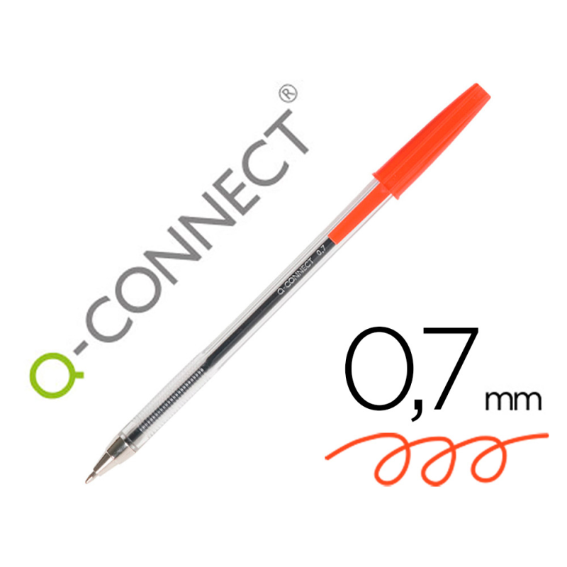 Boligrafo transparente q-connect rojo medio kf26041