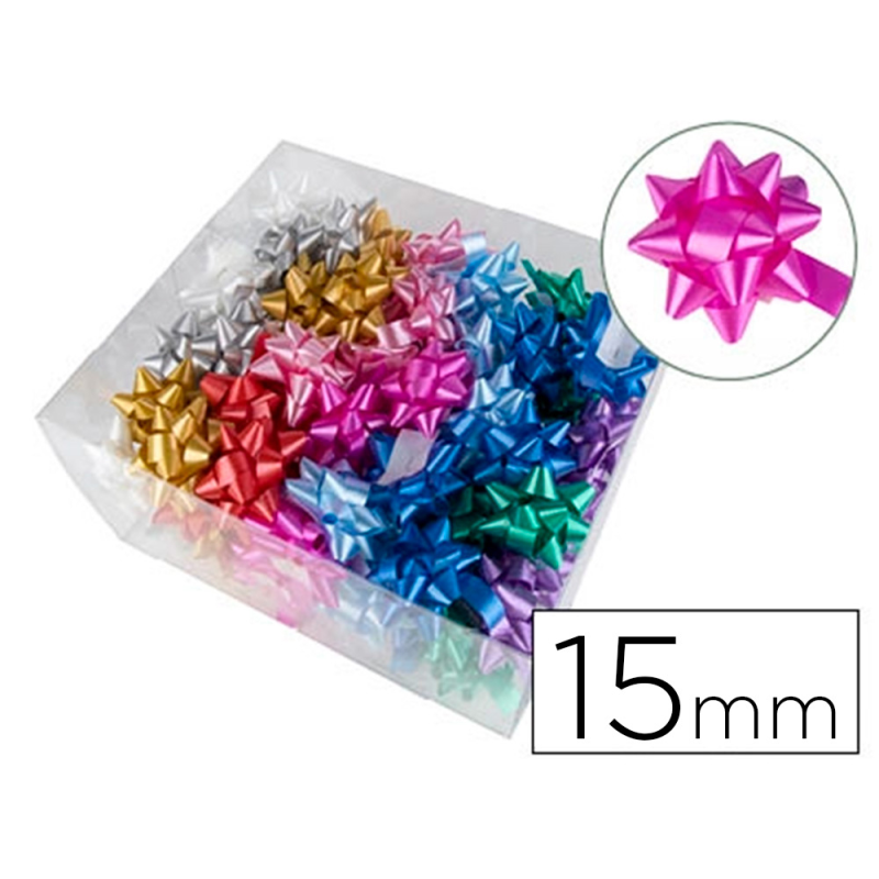 Lazo fantasia liderpapel 15 mm caja de 100 unidades colores surtidos