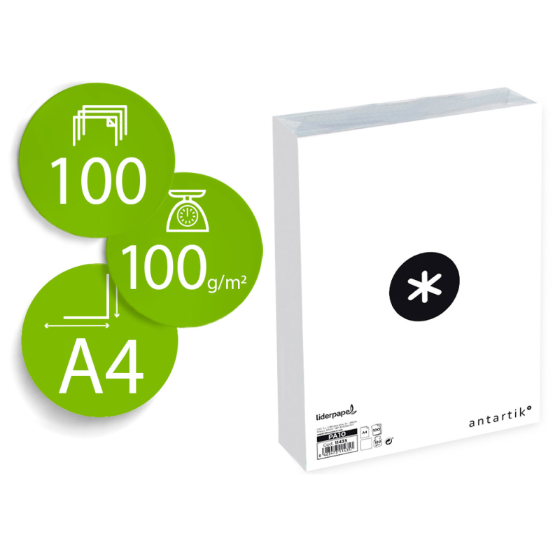 Papel antartik din a4 100g/m2 liso paquete de 100 hojas
