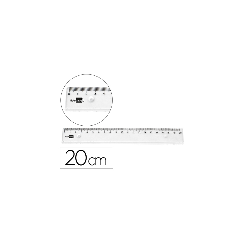 Regla liderpapel plastico irrompible transparente 20 cm