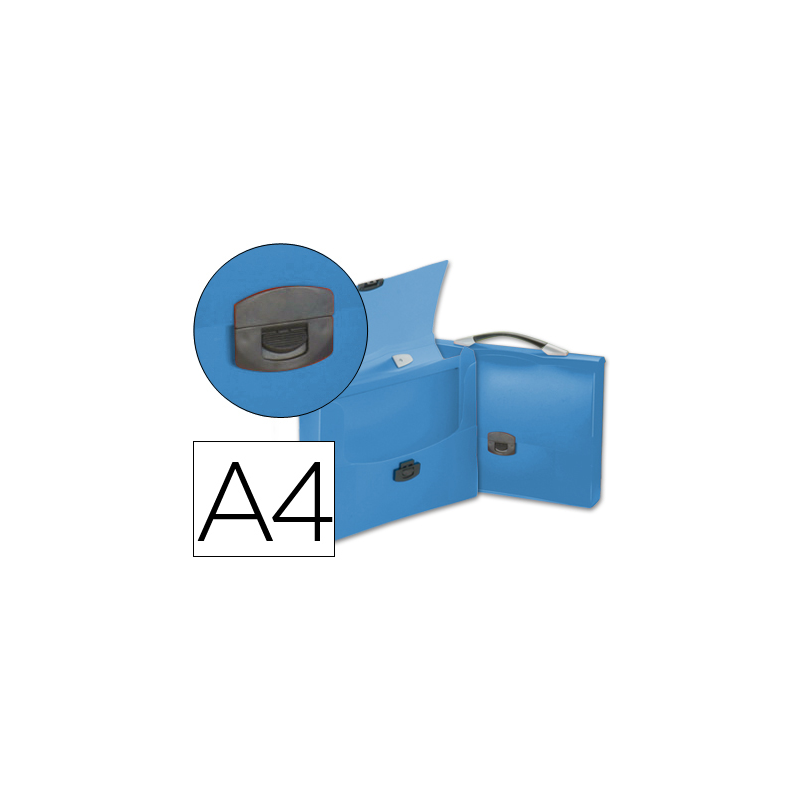 Carpeta liderpapel portadocumentos broche polipropileno din a4 azul transparente con asa