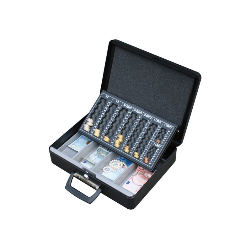 Caja caudales q-connect 14,5/' 370x290x110 mm con portamonedas y bandeja para billetes