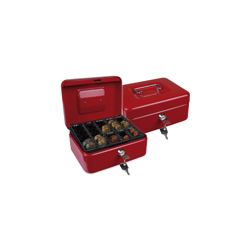 Caja caudales q-connect 8/' 200x160x90 mm roja con portamonedas