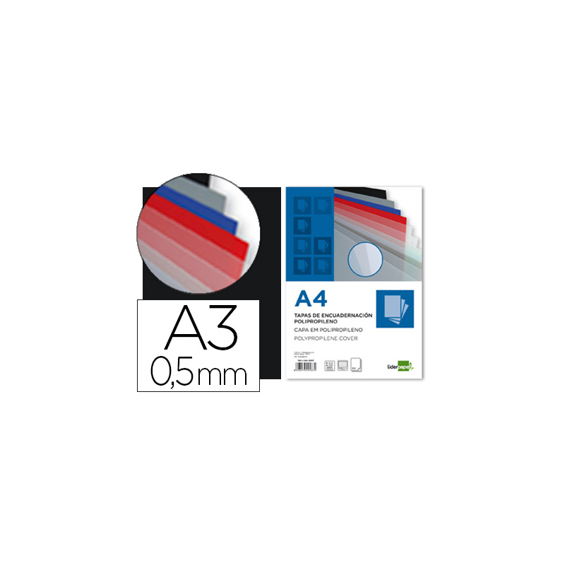 Tapa encuadernacion liderpapel polipropileno a3 0.5 mm negro opaco paquete de 100 unidades