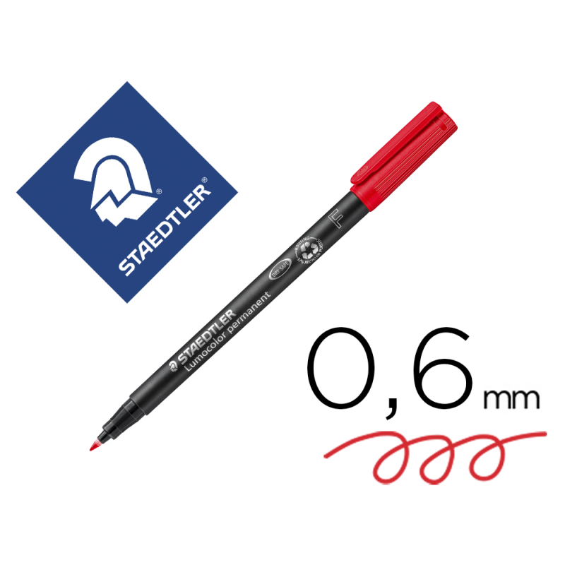 Rotulador staedtler lumocolor retroproyeccion punta de fibrapermanente 318-2 rojo punta fina redonda 0.6 mm