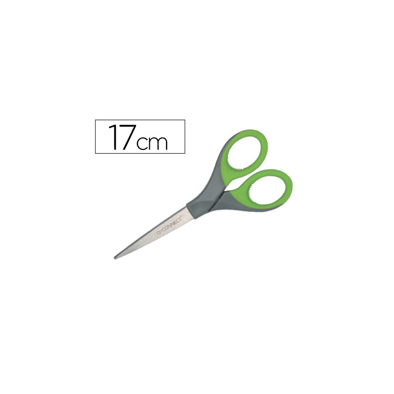 Tijera q-connect mango caucho 7/' 17 cm blister