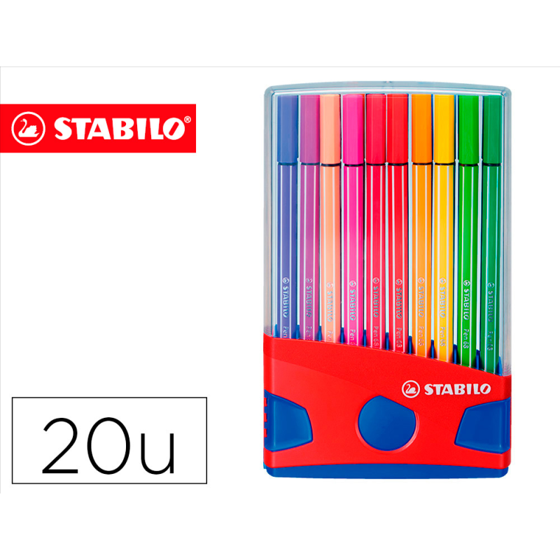 Rotulador stabilo punta de fibra pen 68 color parade estuche de 20 unidades colores surtidos