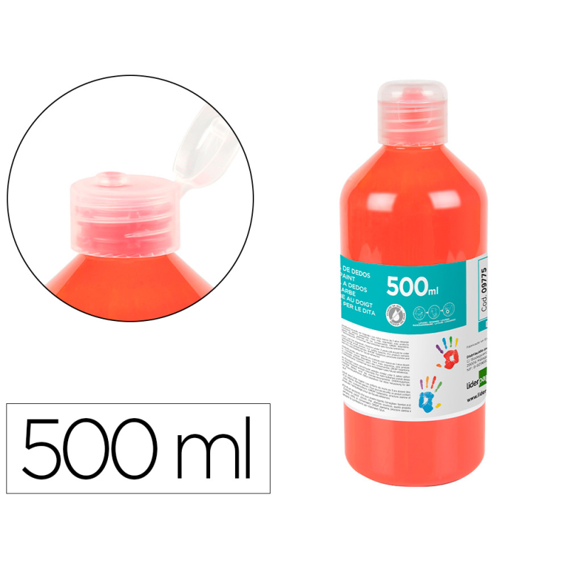 Pintura dedos liderpapel botella de 500 ml rojo