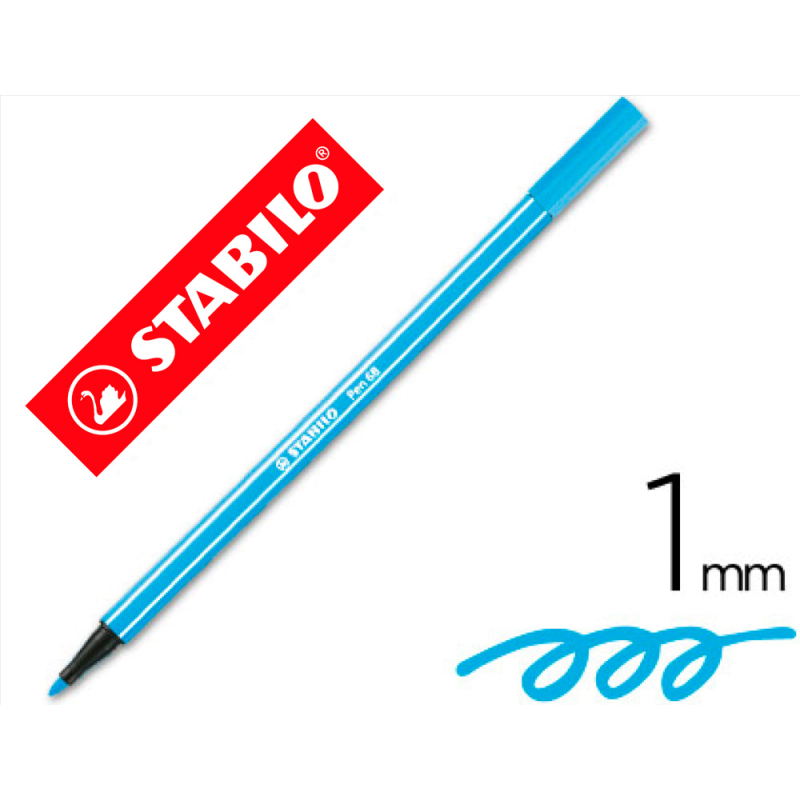 Rotulador stabilo acuarelable pen 68 azul celeste punta gruesa 1mm