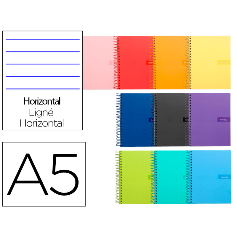 Cuaderno espiral liderpapel a5 crafty tapa forrada 80h 90gr pauta estrecha 2,5mm con margen colores surtidos