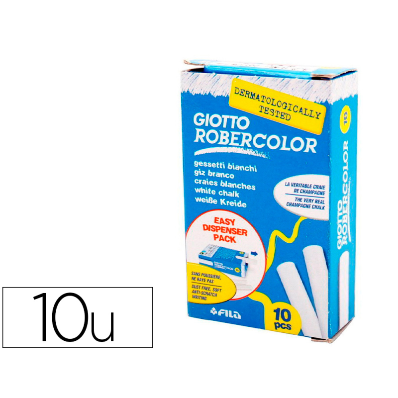 Tiza blanca antipolvo robercolor caja de 10 unidades