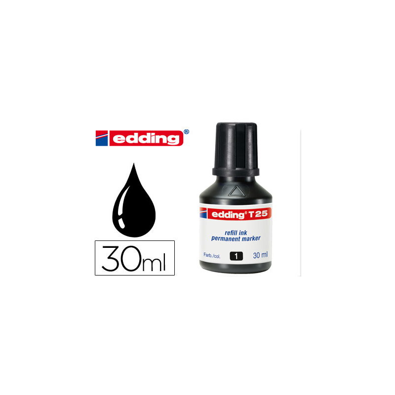 Tinta rotulador edding t-25 negro bote 30 ml