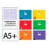 Libreta liderpapel pautaguia tapa cartoncillo 32h din a5+ 75gr cuadriculado pautado 4mm apaisada con margen 6 colores
