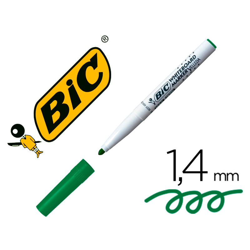 Rotulador bic velleda para pizarra verde punta redonda 1,4 mm