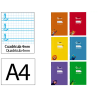 Libreta liderpapel pautaguia tapa cartoncillo 32h a4 75gr cuadriculado pautado 4mm con margen 6 colores surtidos