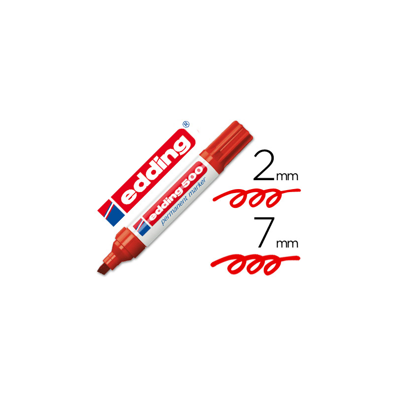 Rotulador edding marcador permanente 500 rojo punta biselada 7 mm