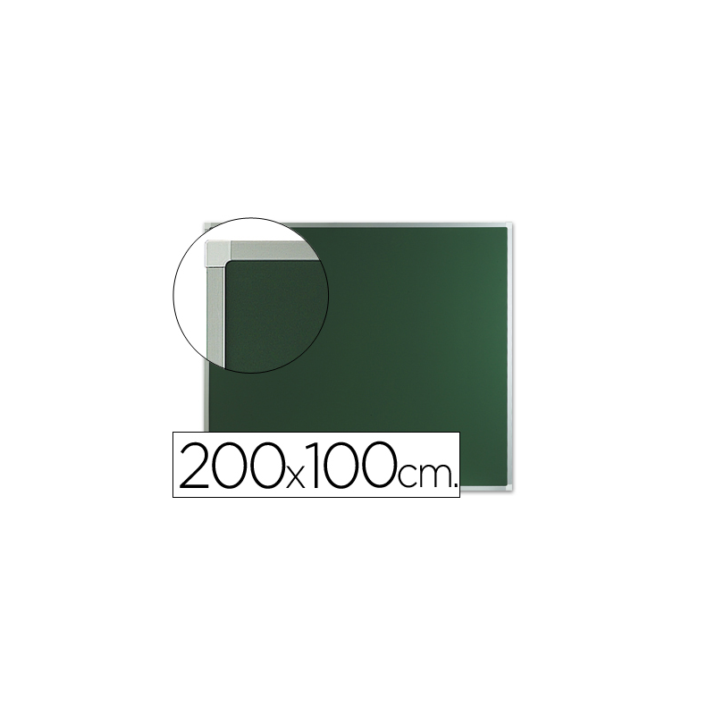 Pizarra verde q-connect mural marco de aluminio 200x100 cm sin repisa