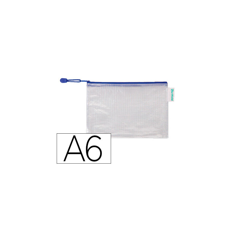 Bolsa multiusos djois pvc din a6 apertura superior con cremallera portaboligrafo y correa azul