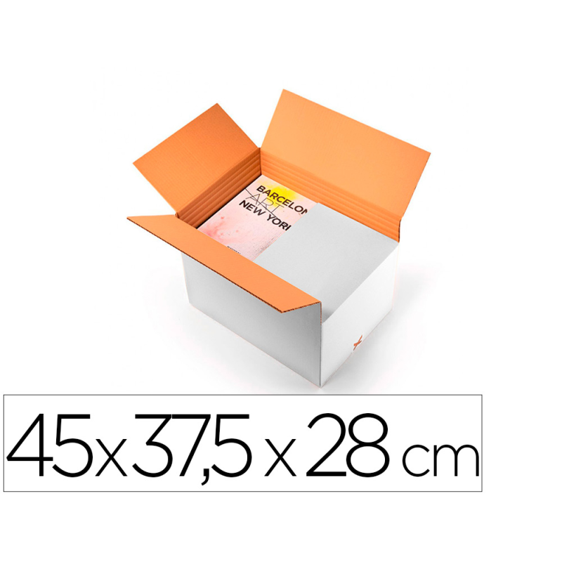 Caja para embalar q-connect ultra resistente regulable en altura carton canal doble 7 mmcolor blanco 450x280x375 mm