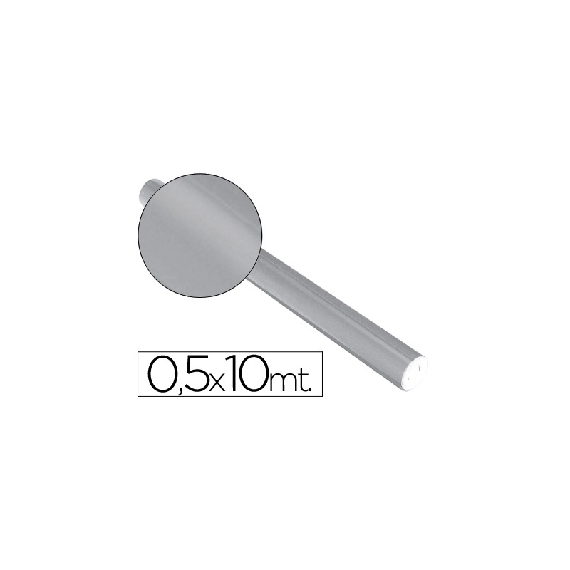 Papel metalizado plata rollo continuo de 0,5 x 10 mt