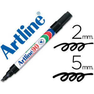 Rotulador artline marcador permanente ek-90 negro punta biselada 5 mm papel metal y cristal