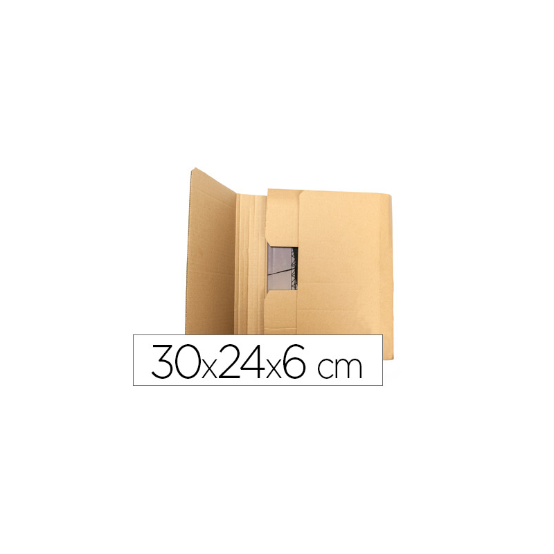 Caja para embalar libros q-connect carton reciclado canal simple 3 mm color kraft 300x240x60 mm