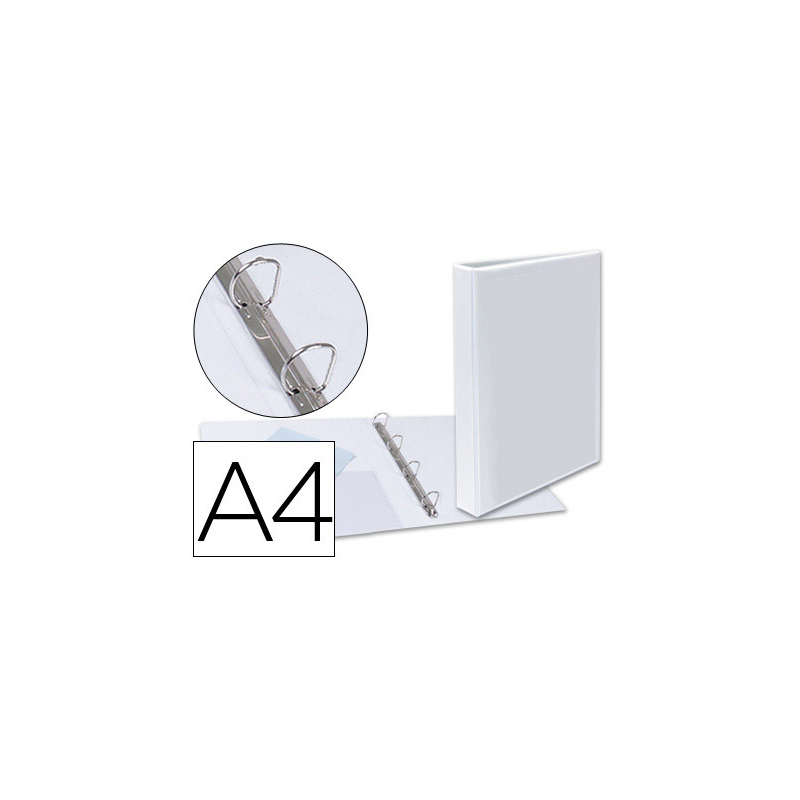 Carpeta canguro 4 anillas mixtas 25mm esselte a4 plastico blanca