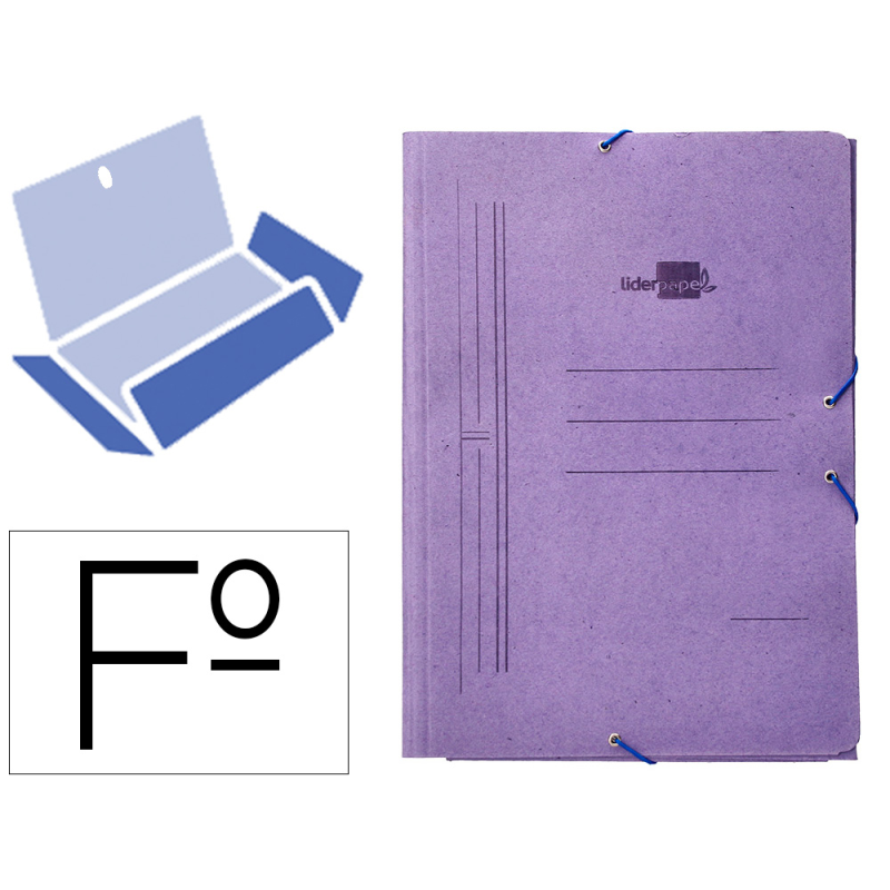 Carpeta liderpapel gomas tres solapas carton compacto folio color azul