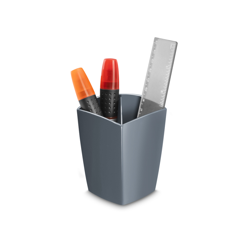 Cubilete portalapices cep mineral plastico color gris 75x75x95 mm