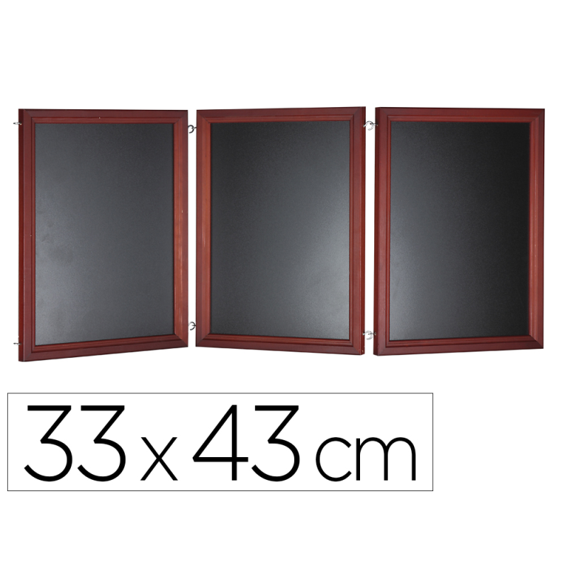 Pizarra negra liderpapel para hosteleria mural madera con superficie para rotuladores tipo tiza 33x43cm pack de 3