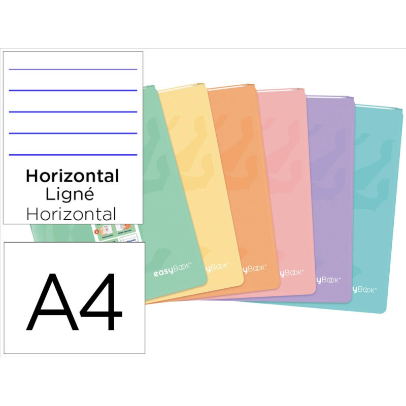Libreta escolar oxford easybook tapa plastico din a4 48 hojas horizontal colores pastel surtidos