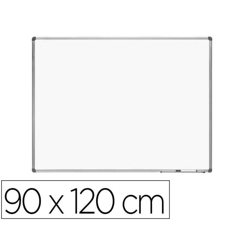 Pizarra blanca rocada lacada magnetica marco aluminio con cantoneras 90x120 cm