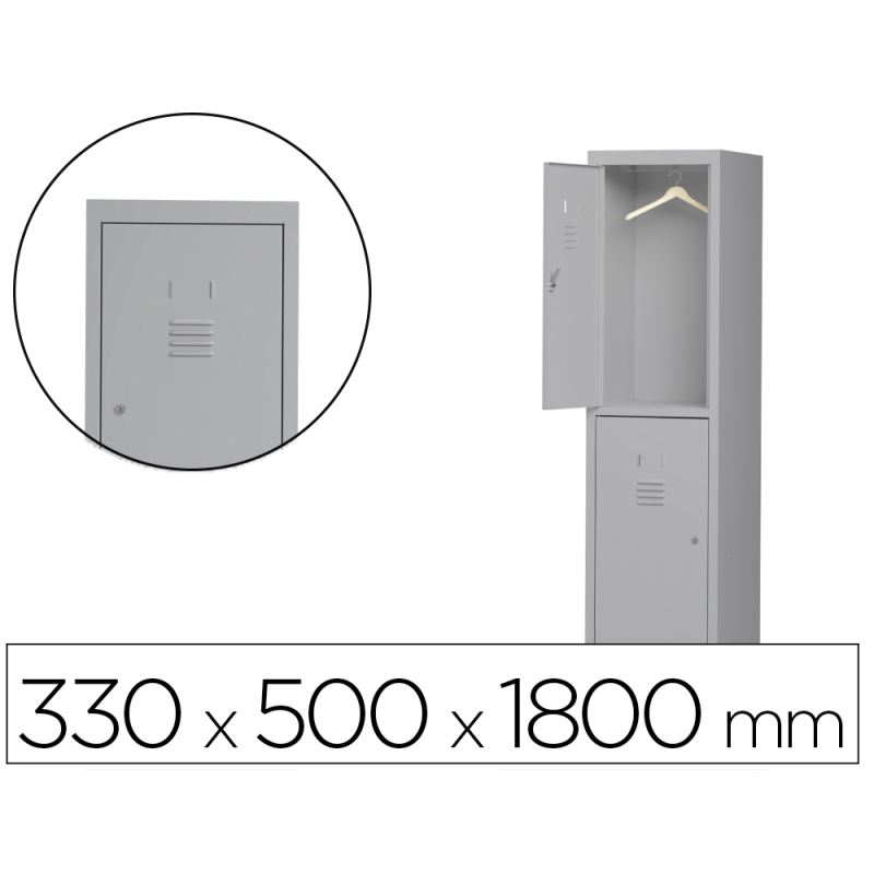 Taquilla metalica rocada 300 1 modulo 2 puertas gris 330x500x1800 mm